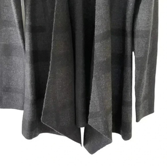 Eileen Fisher Dark Gray Knit Cardigan Sweater Size Small Open Front Windowpane - Picture 6 of 9